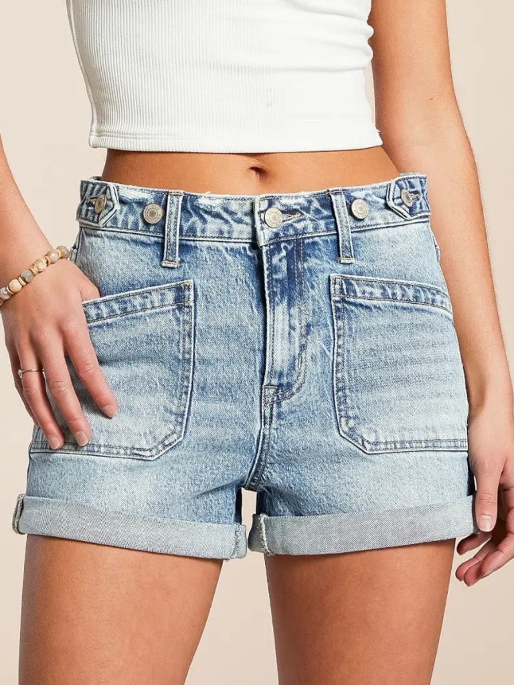 Women's 30 Vervet by Flying Monkey Rebecca High Rise Cuffed Denim Shorts - NWOT